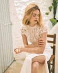 Meerjungfrau Brautkleid mit Schlitz und Oberteil aus Spitze, von Pronovias