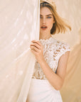 Meerjungfrau Brautkleid mit Schlitz und Oberteil aus Spitze, von Pronovias