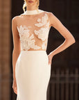 Ärmelloser Brautkleid mit Oberteil aus Tüll und Spitze von Mia Lavi