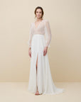 Brautkleid aus Chiffonrock verfügt mit einen Schlitz und eine kurze Schlepp von Rembo Styling