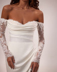Fit and Flair Brautkleid mit Schlitz und abnehmbaren Ärmel, von Milla Nova