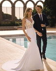 Meerjungfrauen-Brautkleid mit V-Ausschnitt von White One