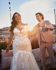 Meerjungfrau-Brautkleid mit V-Ausschnitt von White one
