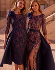 Fit and Flair Abendkleid mit abnehmbaren Schleppe von Veni Infantino 
