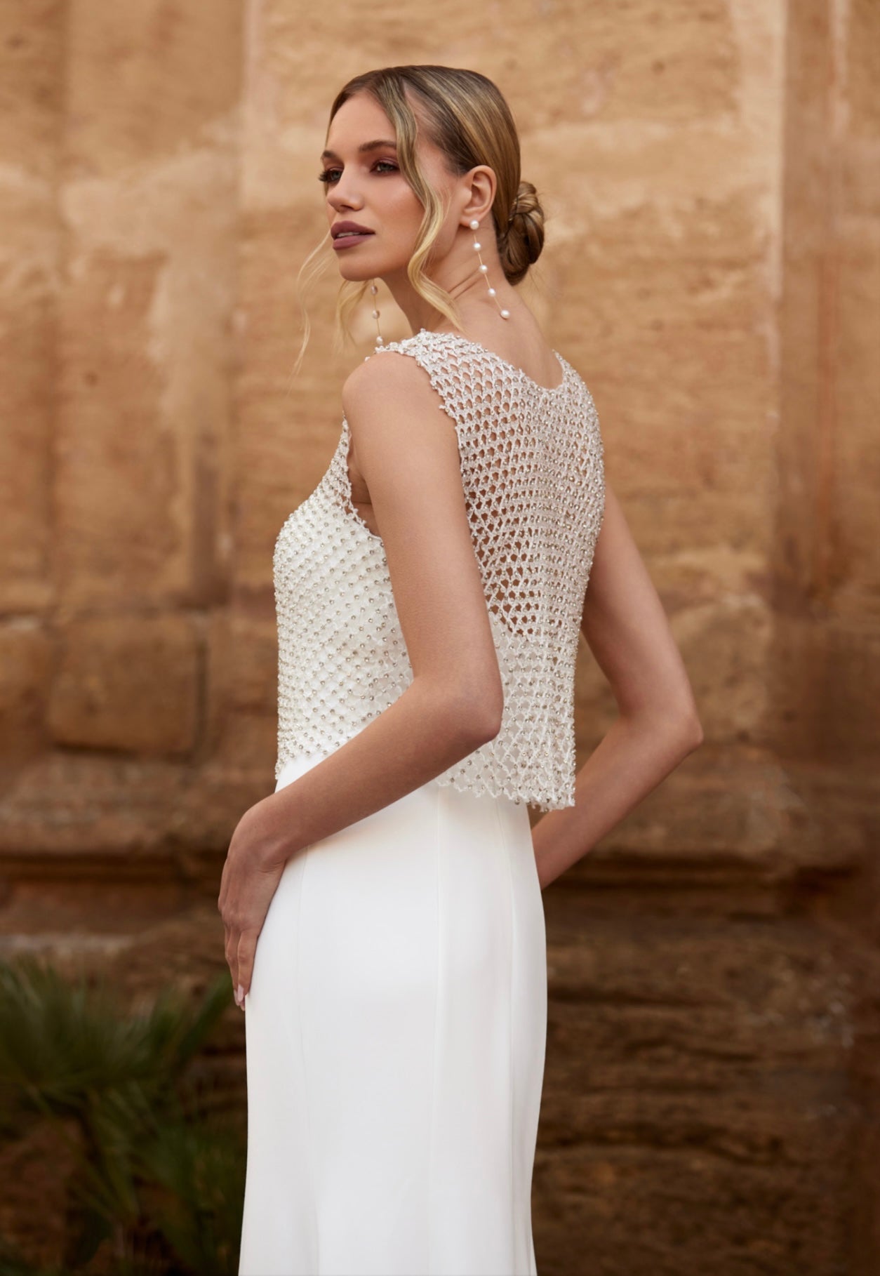 Brautoberteil aus Perlennetz von Mia Lavi 