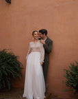 Brautkleid aus Chiffonrock verfügt mit einen Schlitz und eine kurze Schlepp von Rembo Styling 