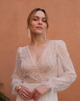 Brautkleid aus Chiffonrock verfügt mit einen Schlitz und eine kurze Schlepp von Rembo Styling 