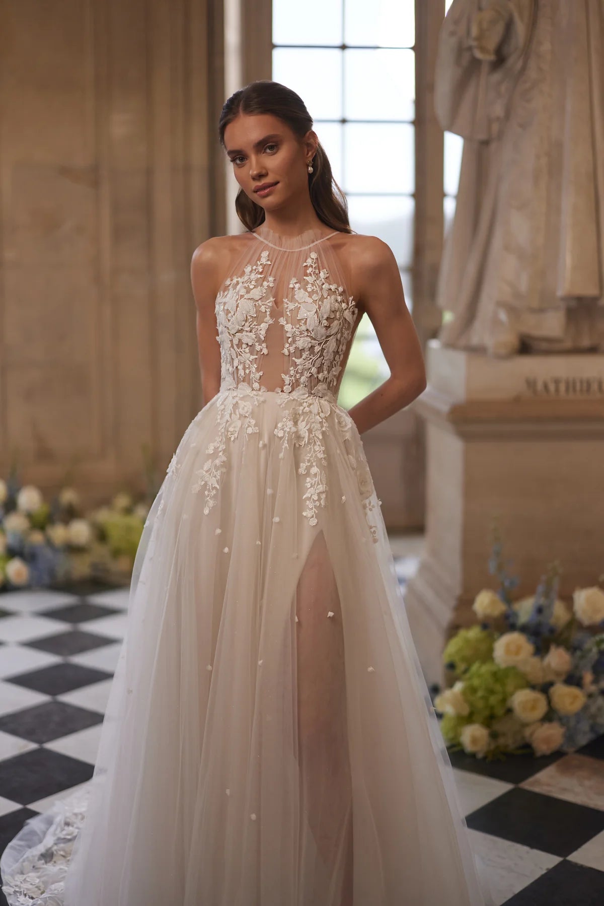 A-Linie Brautkleid aus Tüll und Spitze 